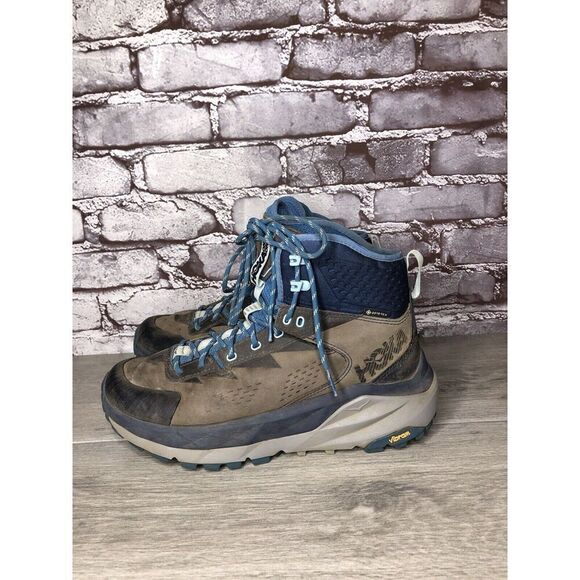 Men's Hoka One One Kaha GTX Gore-Tex Blue & Gray Mid Hiking Boots Women Sz 8M US - Picture 9 of 16